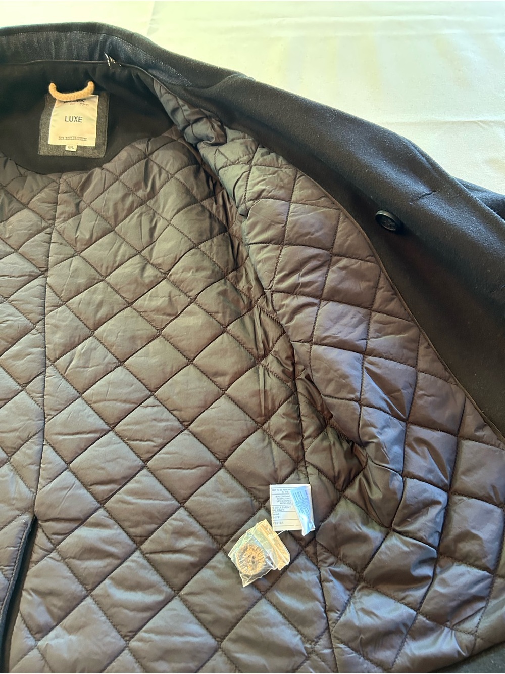 Projek Raw Luxe Men's Black Wool Blend Double Breasted Pea Coat L - Picture 9 of 10